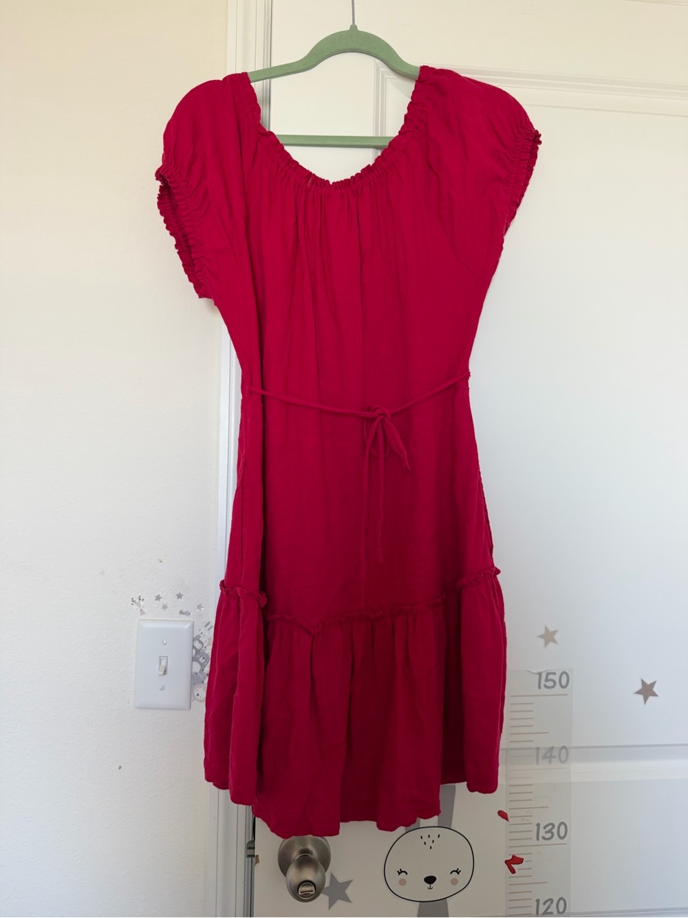 Button-Front Puff Sleeve Mini Dress in Fuchsia - Picture 5 of 7